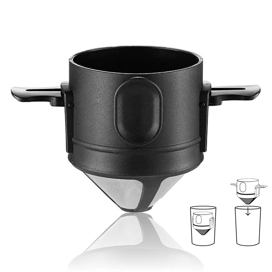 The Saiga folding pour over filter, arms closed